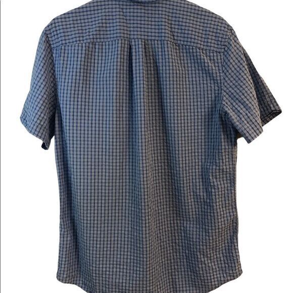 Tommy Hilfiger 100% cotton blue textured button front short sleeve classic fit M - Picture 5 of 6
